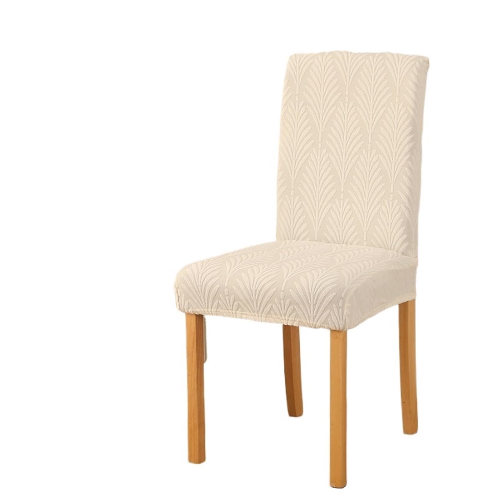ITRHJTGP Chair Covers Jacquard Dining Chair Covers Spandex Dustproof Furniture Protectors Stretch Hotel Home Decoration(Ivory white,6pcs chair cover)