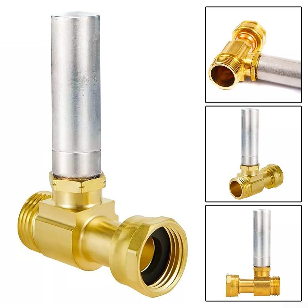 Butée de choc d'eau 3/4" en laiton pour machine à laver lave-vaisselle - Réducteur de bruit de tuyau - Réduction des chocs de pression - Compact vertical - Montage horizontal - Laiton sans plomb -
