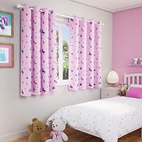 Enhanced Living Charm Kids Curtains for Girls Bedroom, Games Room & Nursery - 66x54 inch (168 x 137cm) - Thermal, Noise Reducing Girls Curtains - 2 x Eyelet Curtain Panels