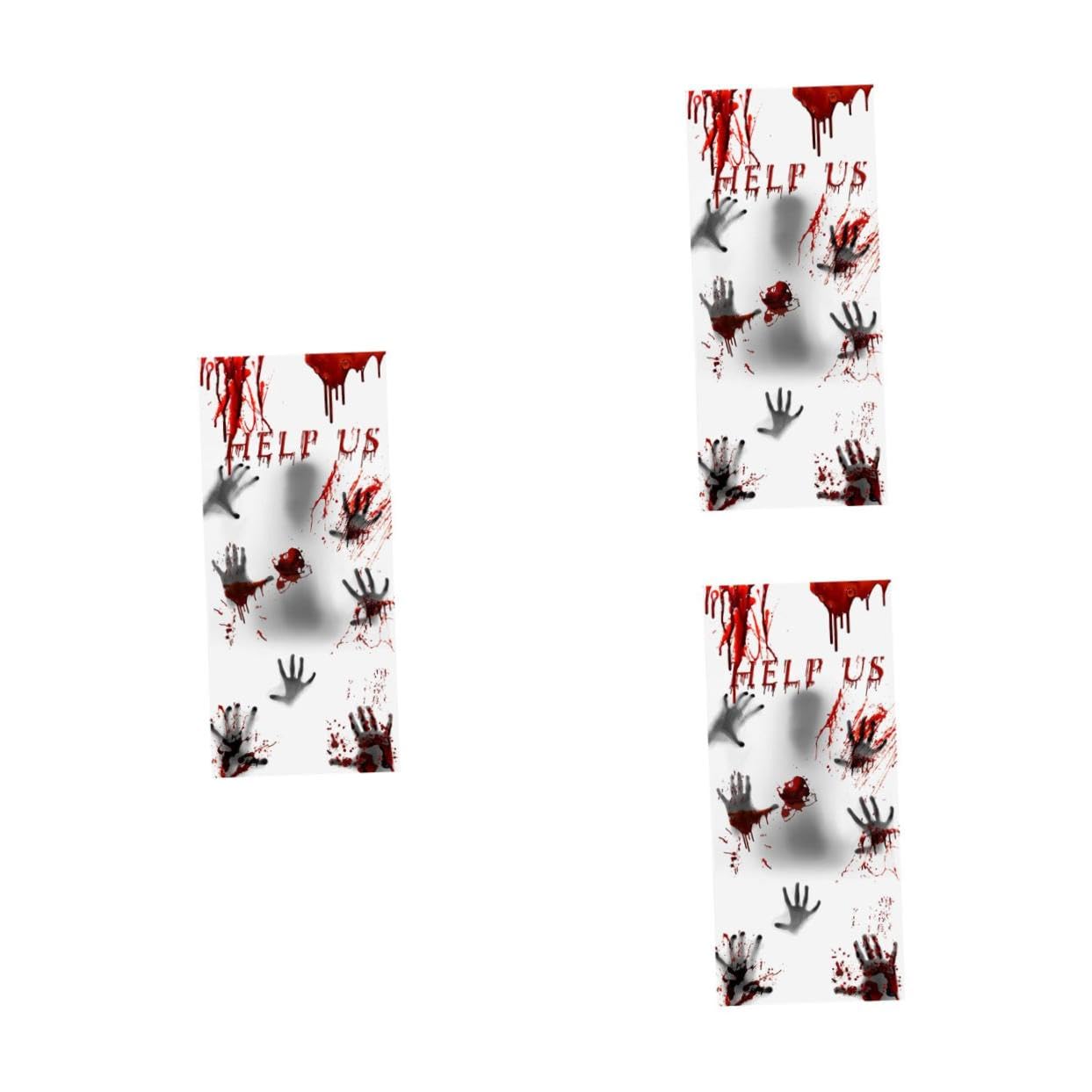 Autocollant de porte d'horreur Amosfun décoration Halloween fond photo PVC 3pcs