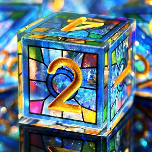 Amazon.com: HAOMEJA Double Layered Resin Dice Set 7pcs/ Stained Glass ...