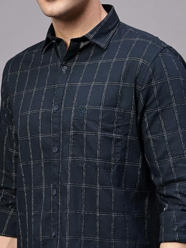 Image of Cantabil Checkered Shirt Collar Full Sleeve Regular Fit Casual Shirt for Men with Pocket | Viscose Casual Shirt for Men | Casual Wear Shirts for Men (P MSHC00832)