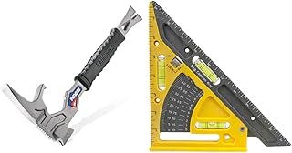 Vaughan 15 Inch Multi-Function Demolition Tool, Hammer, Nail Puller, Multi-Use, Heavy Duty Construction, DIY Hand Tools - Blue 050042 & Pivot Square-Resin