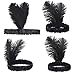 Tongcloud 12pcs 1920s Flapper Headband, Costume Flapper Headpiece for Women, Black Feather Headband, Great Gatsby 1920s Hair Accessory, Vintage Headpiece for Gatsby Theme Party (Black)
