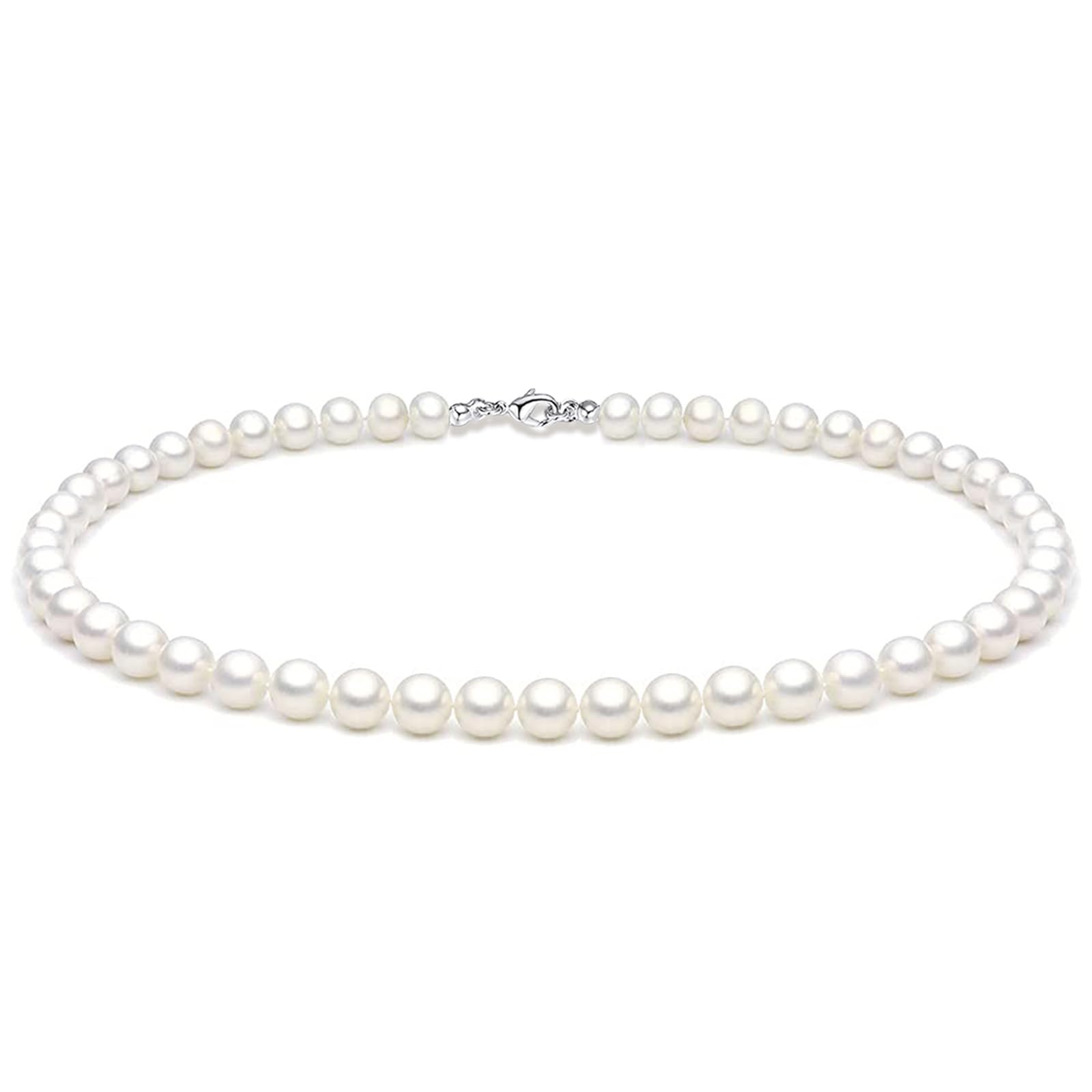 Zeffy Pearl Necklace 4MM/6MM/8MM Dainty Round Imitation Pearl Choker Necklace Wedding Pearl Necklace Delicate Jewelry for Women Simple Bridesmaid Jewelry Gifts