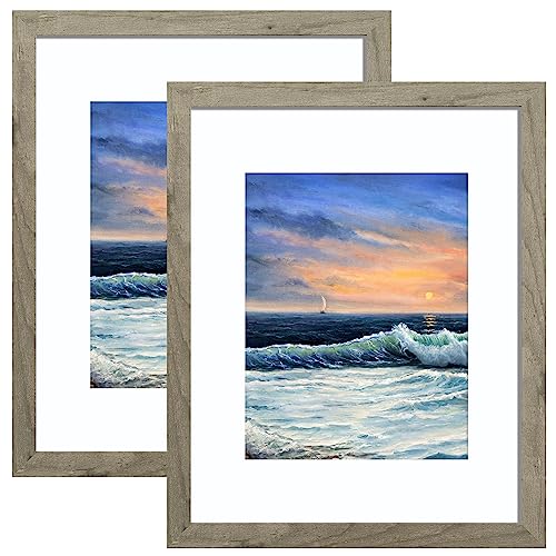 Image of LUCKYLIFE 16x20 Frames for Wall, Display Pictures 11x14 with Mat or 16x20 without Mat, Pack of 2, Gray