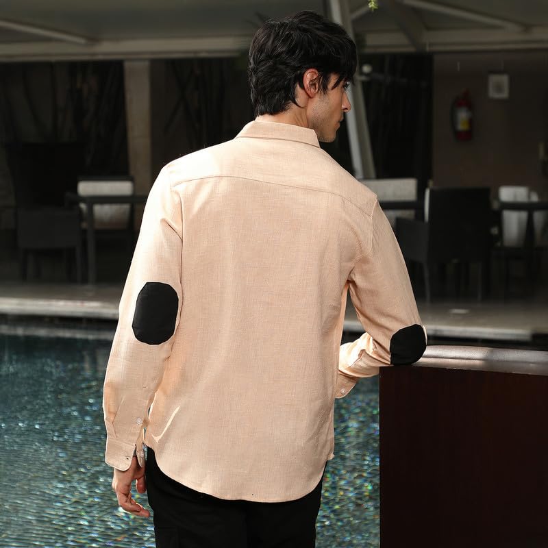Image of CAHOOT Men's Olive Shirt Casual Wear | Shawl Collar | Long Sleeve | Button Closure | Shirt Crafted with Comfort Fit for Everyday Wear