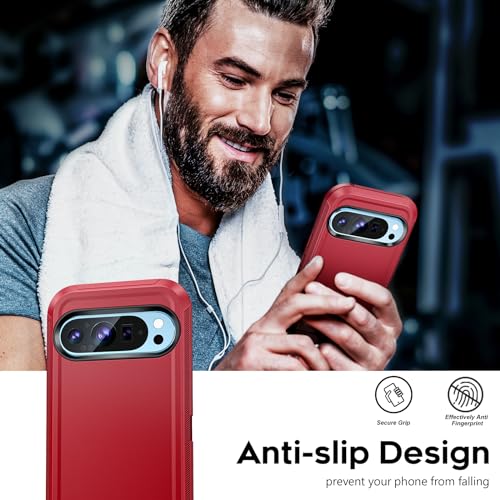 Coque pour Google Pixel 9 antichoc rouge avec 2 protecteurs d'écran - 7