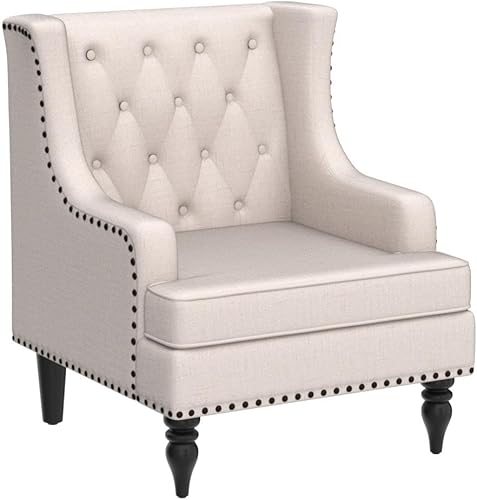 Miniatura 9 de Rosevara Emmie - Sillas decorativas para sala de estar, sillón tapizado, tela de lino, cómodo asiento de lectura para sala de estar, dormitorio,