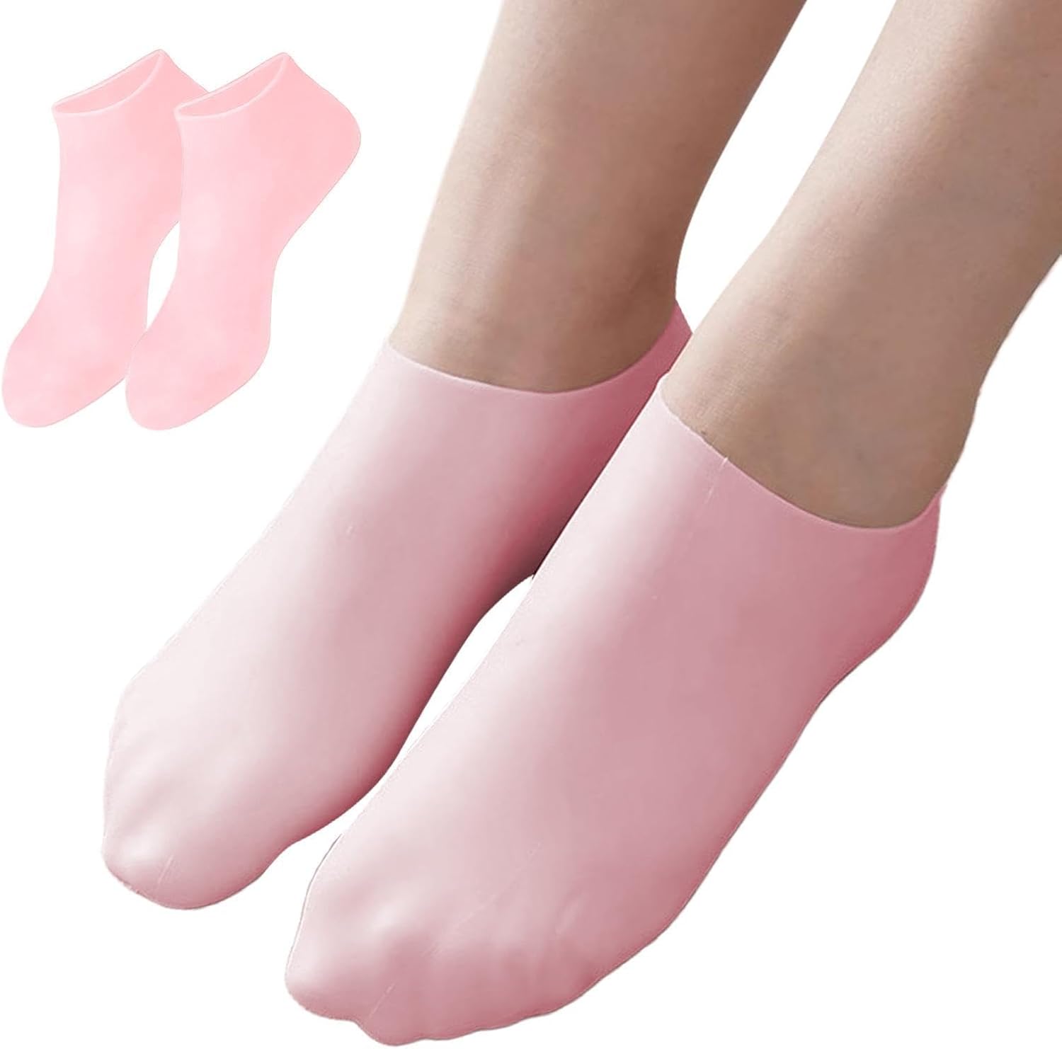 Women's Moisturizing Foot Socks | Liquid Silicone Skin-Friendly Foot Socks | Ergonomic U-Shape Spa Cover for Cracked Heel Men Women