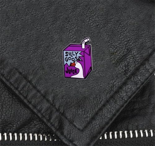 Silly Goose Juice Funny Enamel Pin Purple Drink Badge Lapel Pin Cartoon Juice Box Brooch Pin Cute Animal Duck Juice Brooch Pin Clothing Backpack Hat Decoration3