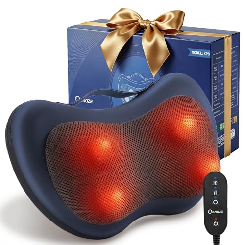 KNQZE Massagegerät, Nackenmassagegerät mit wärme, Shiatsu Massagegerät für Nacken, Schulter, Rücken, Geburtstagsgeschenk für Frauen Männer, Massagekissen mit 3D Rotierenden Massageköpfen, Fernsteuerun