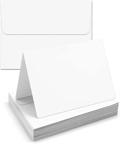 Poever Paquete de 60 tarjetas y sobres en blanco  Cartulina plegada de 4 x 5.5 pulgadas con sobres blancos A2 para invitación, tarjetas de notas y