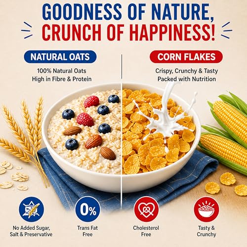 Image of Birla Morton Corn Flakes 500 Gm & Oats 100% Natural 500 Gm Pack of 2