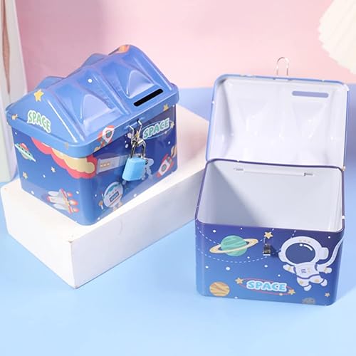 Miniatura 2 de Beavorty Caja de 2 piezas de alcancía para ahorrar dinero, tarro de billetes de lata de dulces de Navidad para niños, tarro de dinero seguro para