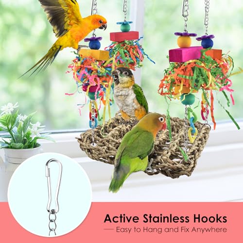 KATUMO Bird Grass Swing Mat Parrot Climbing Hammock With Colorful Toys for Parakeet, Cockatiel, Sun Conure, Lovebird, Budgie, Small Birds - Image 4