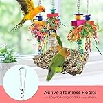 KATUMO Conure Toys, Bird Grass Swing Mat Parrot Climbing Hammock with Colorful Toys for Parakeet, Cockatiel, Sun Conure, Lovebird, Budgie, Small Birds - Image 3