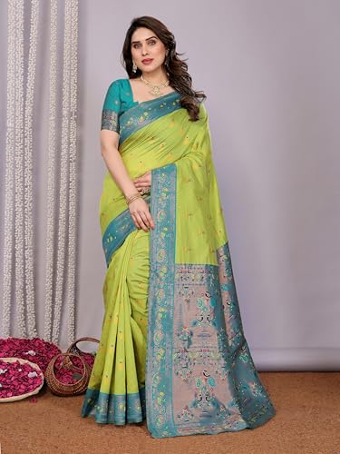 Image of Women's Kanjivaram Soft Silk Saree with Unstitched Blouse Piece Banarasi Weave Type and Jacquard Zari Design for Traditional Occasions