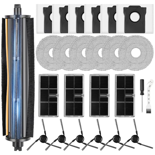 TriCut Bürste Zubehör für Dreame L10s Ultra Gen 3/X40 Ultra/L40 Ultra/X40 Master/L50 Ultra AE/Mova P50 Pro Ultra Saugroboter 6Staubbeutel 6Wischpad 4Filter 6Seitenbürste 1Reinigungs 1Schraubendreher