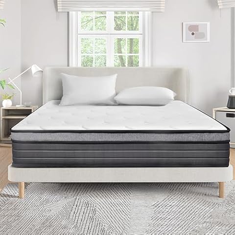 EIUE Queen Size Mattress 10 Inch,Bed-in-a-Box,Hybrid Mattress,Individual Pocket Spring Mattress,Medium Firm Mattresses,Breathable Comfortable for Sleep Supportive and Pressure Relief Cover