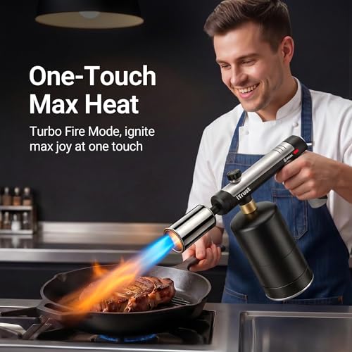 iTrust Propane Torch - One-Touch Max Flame & Safety Lock, High Heat Multipurpose Blow Torch for Charcoal Lighter, Grill BBQ, Sous Vide, Searing Steak, Camping Welding (Tank Not Included) - image 2