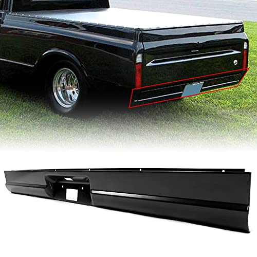 KUAFU Steel Rear Roll Pan Bumper W/License Light Compatible With 1967-1972 Chevy C10 Pickup Fleetside