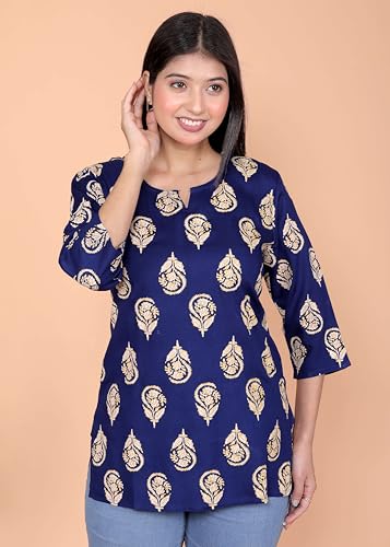 Image of Malikcraft Women's Rayon Printed Short Kurti Stylish Kurta for Women Trendy Short Kurta for Daily & Office Wear PR1