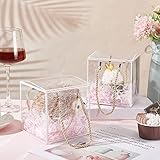 BENECREAT 10 Set Transparent PET Plastic Gift Box, 12x12x12cm Square Favor Boxes with White Border Lace and Handle for Candy Chocolate, Party Favors, Holiday Packaging - Image 5
