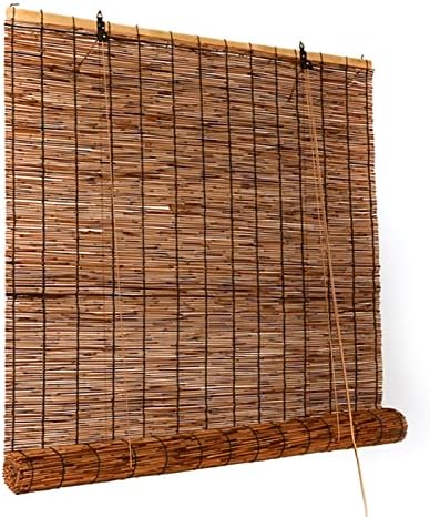 Bamboo Shades Blinds for Patio Indoor/Outside Porch Privateness Translucent Roll Up Blinds Retro Reed Curtains with Lifter, Brown 30” W 40”W 48”W 56”W 72” W, 72”L ( Dimension : 36in width x 72in Excessive )