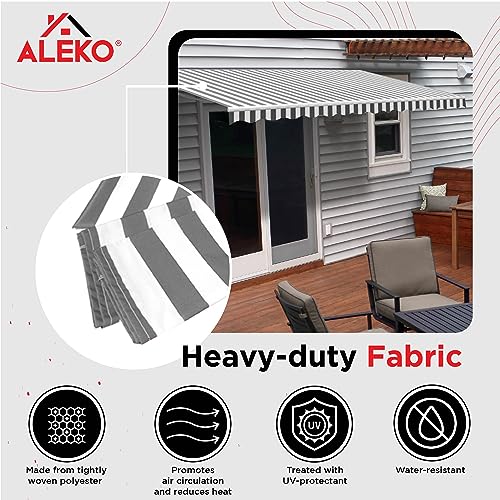Aleko FAB16X10GREYWHT-FBM Patio Awning Fabric Replacement thumb #3