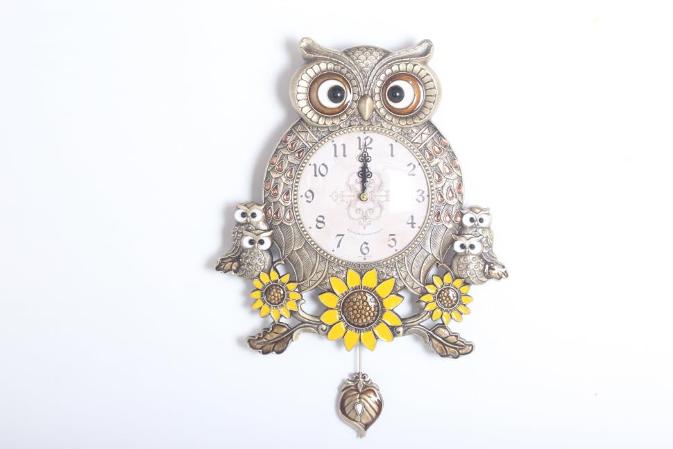 Amazon.co.jp: フクロウデザイン メタル掛け時計 (Owl Metal Wall