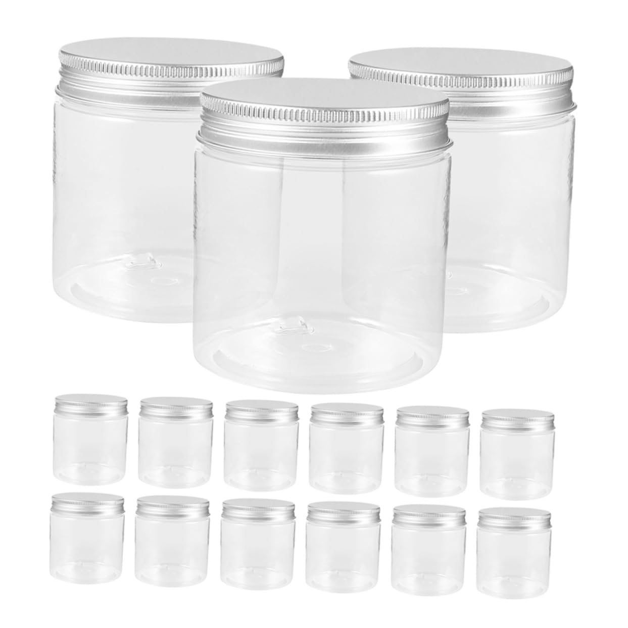Amosfun 20piezas Lata De Aluminio Plateada Pequeña Frascos De Mermelada Con Tapa Contenedor De Miel Pequeño Transparente Tarros De Plástico Hogar Frascos De Plástico Para Almacenar Mermela