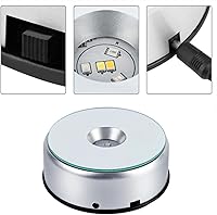 Vista 2 de 4" LED Rotating Display Base for Crystals Glass Art, Colorful Light Rotating Crystal Display Base Stand, Cup Display Stand Turner for Tumbler Cup