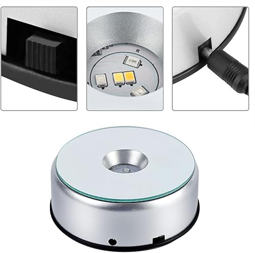 Miniatura 2 de 4" LED Rotating Display Base for Crystals Glass Art, Colorful Light Rotating Crystal Display Base Stand, Cup Display Stand Turner for Tumbler Cup