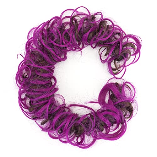 IMISSU Large Size Hairpiece Curly Messy Hair Bun Wrap Scrunchies Elastic Hair Band Donut Updo Chignon Hair Extension Piece for Women Girl (Brown Rose) - Image 2