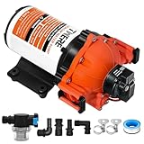 12 V 5.0 GPM 70 PSI Variable Speed Smart On-Demand RV Diaphragm Pump,5-Chamber Diaphragm Pump With Strainer and Pressure Switch for RV Yacht Marine Caravan