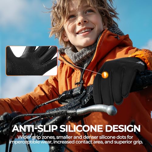 Image of rivmount Kids Warm Winter Gloves Touchscreen Water-Resistant Cycling Running Skiing in Outdoor Cold Weather for Boy Girl