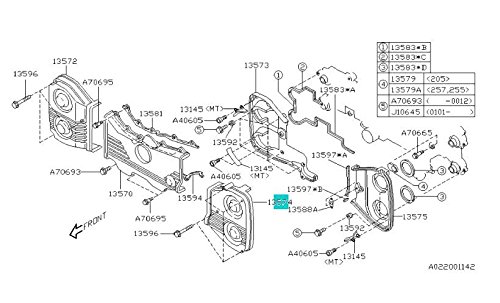 LH Driver Front Timing Cover 2002-2005 Subaru WRX EJ205 2.0 Outer Genuine STi Legacy Forester Turbo