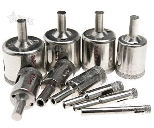 Kit de Agujeros genéricos para Azulejos, Vidrio, mármol, cerámica, Agujeros en T, Cortador de Azulejos, 10 Piezas de Sierra Perforadora de Diamante