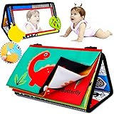 Tummy Time Mirror Baby Toys - Newborn Toys with Teethers & Cloth Books - High Contrast Black & White...