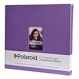 Polaroid 8”x8” Cloth Covered Scrapbook Photo Album w/ Front Picture Window for Zink 2x3 Photo Paper Projects (Snap, Zip, Z2300) - Purple
