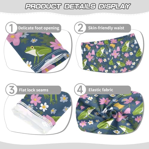 Cute Frog Flower Girls Leggings Ultra Soft Compression Yoga Gym Pants for Kids 4-10T3