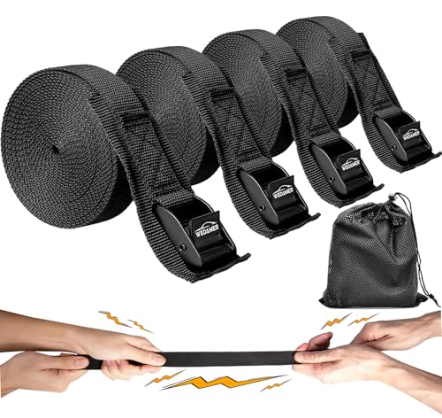 WEDAMER 4 Pack 12ft Cam Buckle Kayak Tie Down Straps