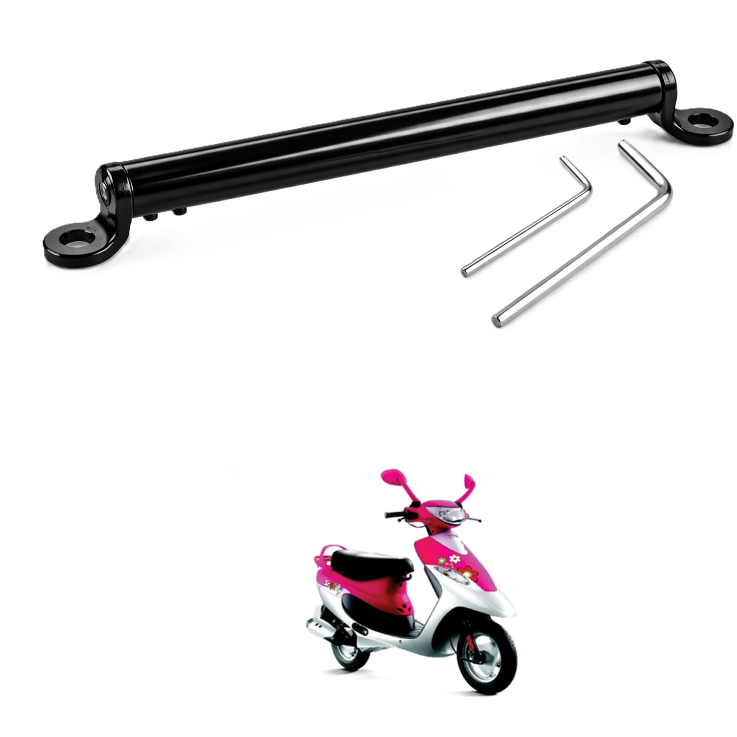 Universal Motorcycle Handlebar Brace Rod | CNC Aluminum Cross Bar with Mount Clamp | Bike Handle Stabilizer Support Bar | Black Finish Comfortable With Scoo-ty pep Pl-us-image-37