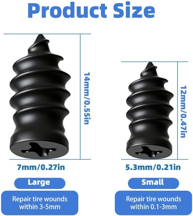 Miniatura 6 de Kit de Clavos para Reparación de Neumáticos con 2 Tamaños, Nuevo Clavo de Neumático de Vacío 2025, Tapones de Neumáticos con Tornillo, Herramientas