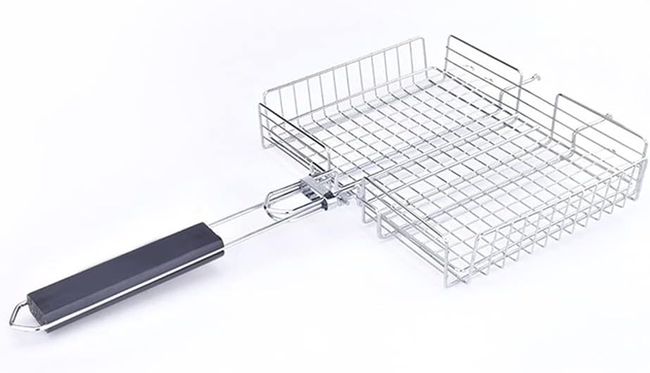 JSEIAJB Bbq Grilling Tray Basket Stainless Steel Heat Resistant Grill Basket with Detachable Handle Easy to Clean