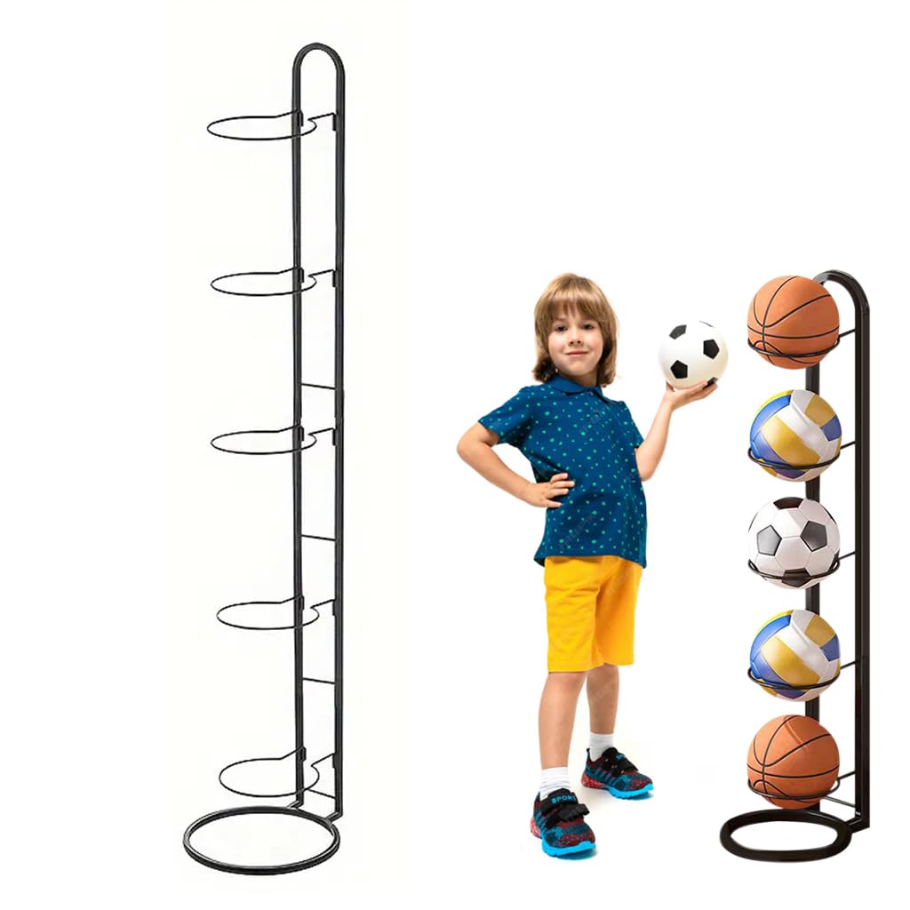 Proberos® Basketball Storage Rack, 5-Layer Basketball Holder 45.4 Inches Metal Straight Standalone, Storage Organizer Rack for Basketball Football (B0D8BCS58V) Amazon Price History, Amazon Price Tracker