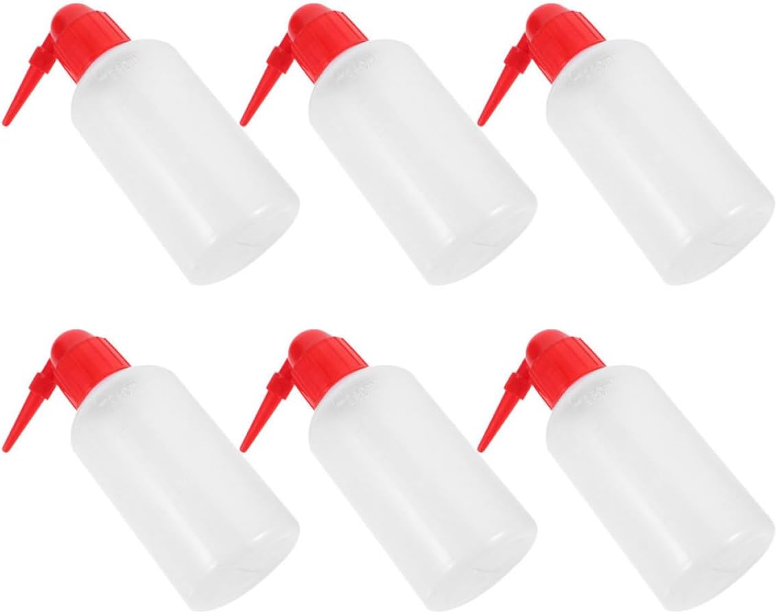 6pcs 250ml Lab Squeeze Wash Bottles with Scale, Plastic Safety Watering Squirt Bottles for Laboratory and Tattoo Cleaning