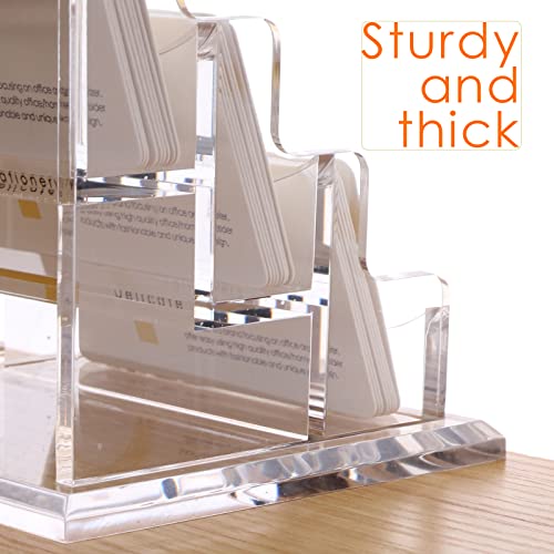 Sanrui Business Card Holder For Desk,Clear Acrylic Business Card Stand,Multiple Business Card Display Holder Fits 2" X 3.5" Business Cards, 3 Tier 6 Pocket #TOP5