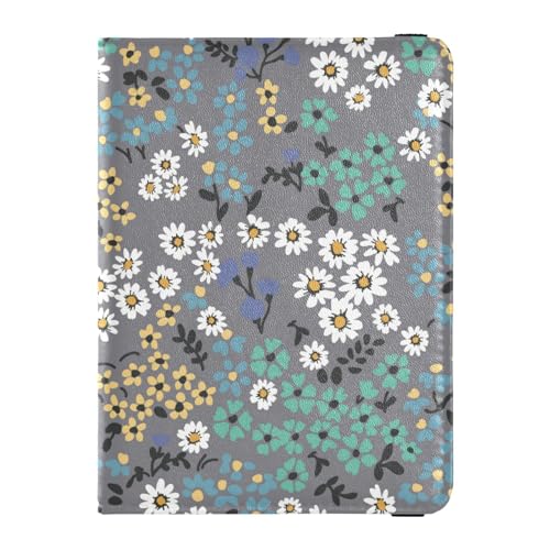 Custodia per passaporto per donne e uomini per da viaggio con blocco RFID fiori su sfondo grigio Fiori su Grigio Taglia unica Casual